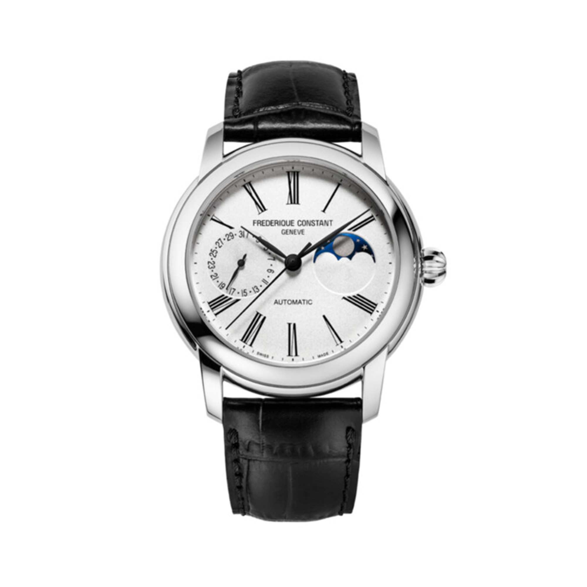 Manufacture 42 mm phase de lune automatique en acier inoxydable